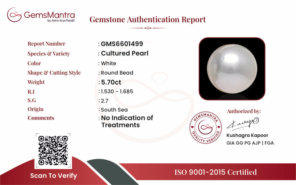 Pearl (Moti) – 5.7 Carat / 6.3 Ratti [GM09697]