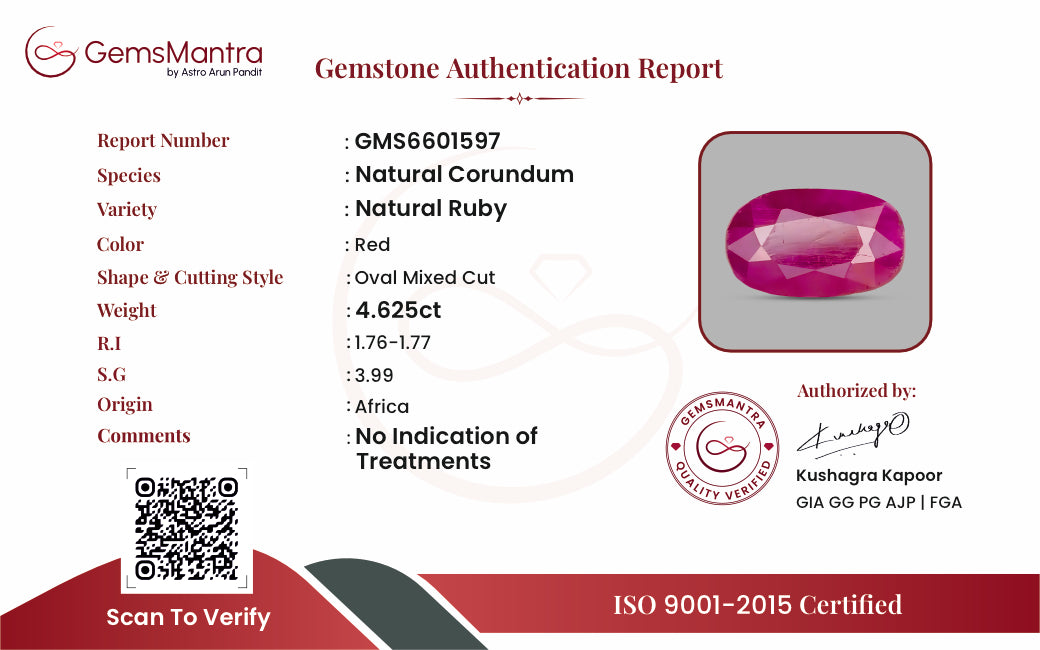 Ruby (Manik) – 4.63 Carat / 5.1 Ratti [GM09722]