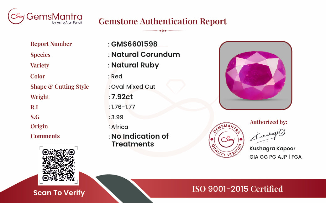 Ruby (Manik) – 7.92 Carat / 8.7 Ratti [GM09723]