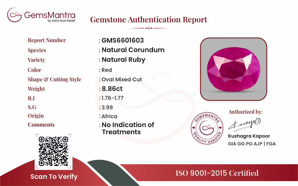 Ruby (Manik) – 8.86 Carat / 9.7 Ratti [GM09729]