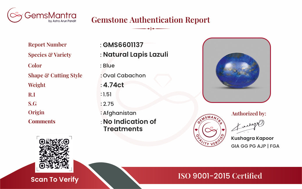Lapis Lazuli – 4.74 Carat / 5.2 Ratti [GM09784]