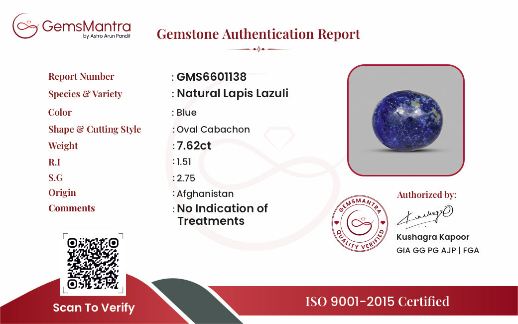Lapis Lazuli – 7.62 Carat / 8.4 Ratti [GM09785]