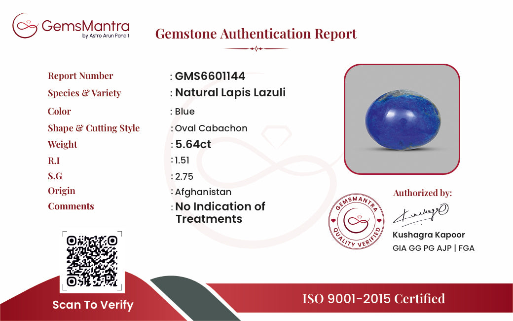 Lapis Lazuli – 5.64 Carat / 6.2 Ratti [GM09791]