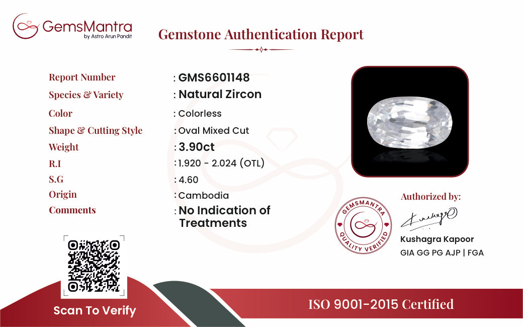 Zircon – 3.9 Carat / 4.3 Ratti [GM09795]