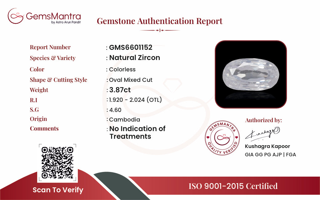 Zircon – 3.87 Carat / 4.3 Ratti [GM09799]