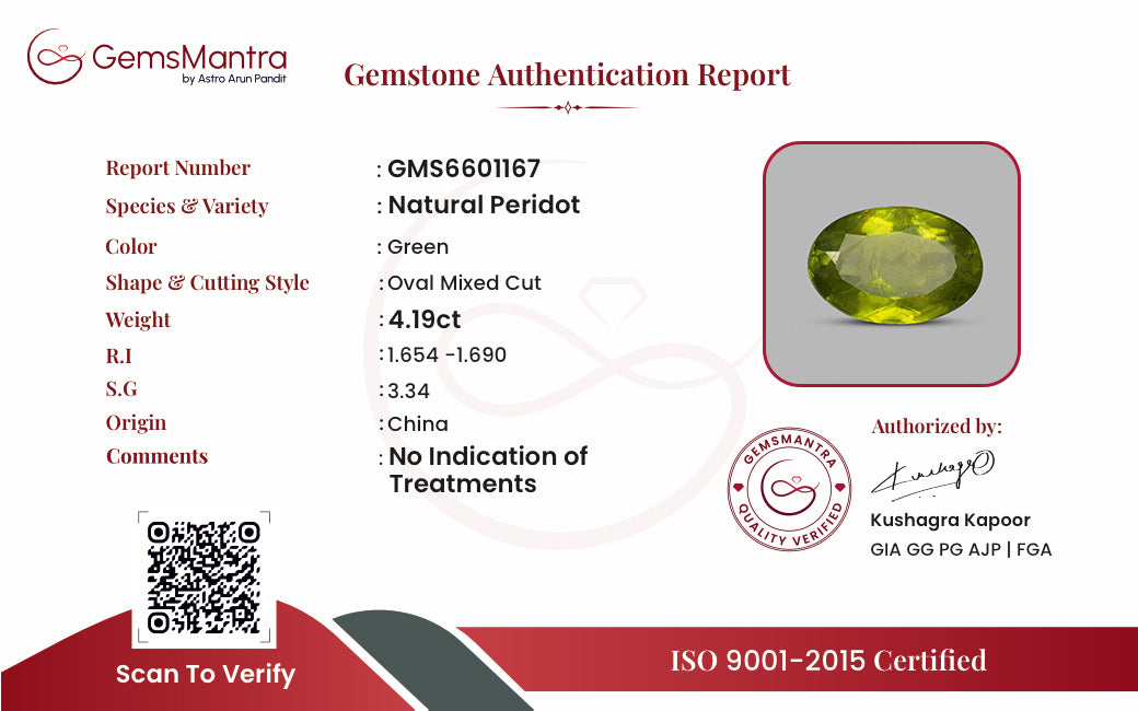 Peridot – 4.19 Carat / 4.6 Ratti [GM09800]