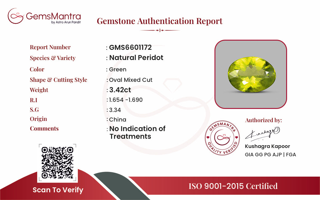 Peridot – 3.42 Carat / 3.8 Ratti [GM09805]