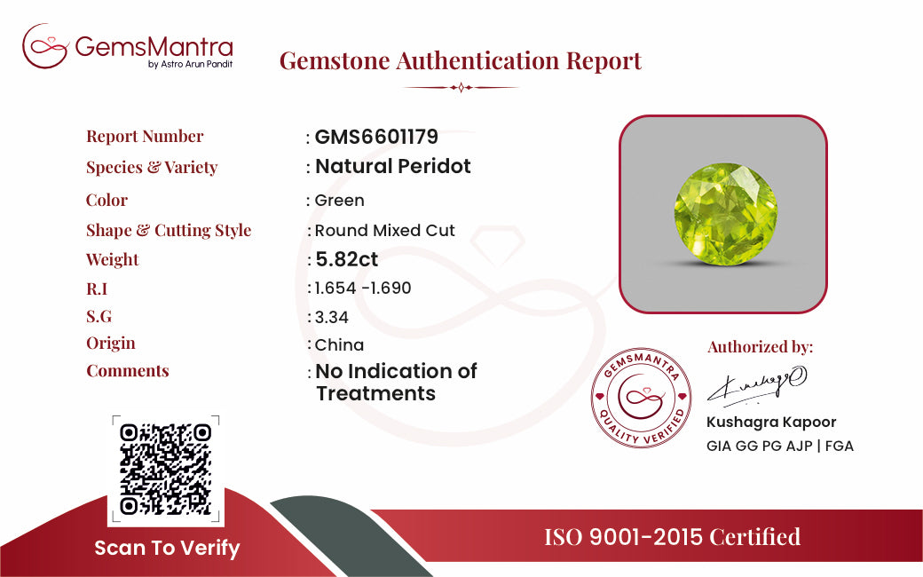 Peridot – 5.82 Carat / 6.4 Ratti [GM09812]