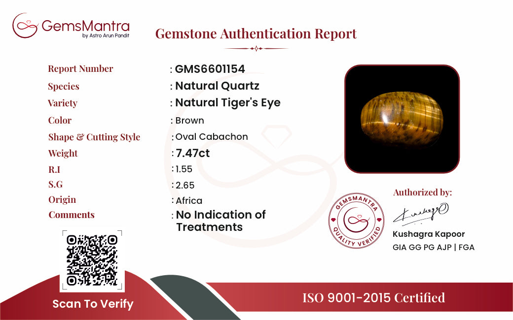 Tiger's Eye – 7.47 Carat / 8.2 Ratti [GM09834]