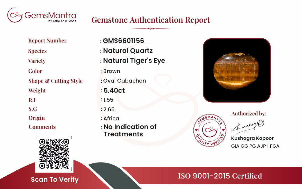 Tiger's Eye – 5.4 Carat / 5.9 Ratti [GM09836]