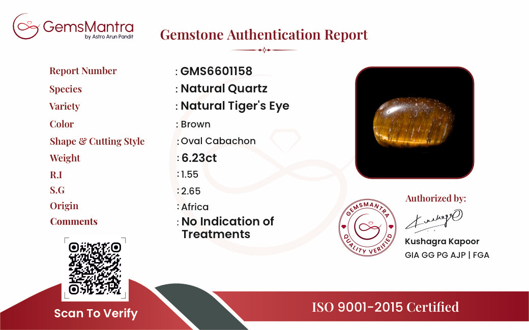 Tiger's Eye – 6.23 Carat / 6.9 Ratti [GM09838]