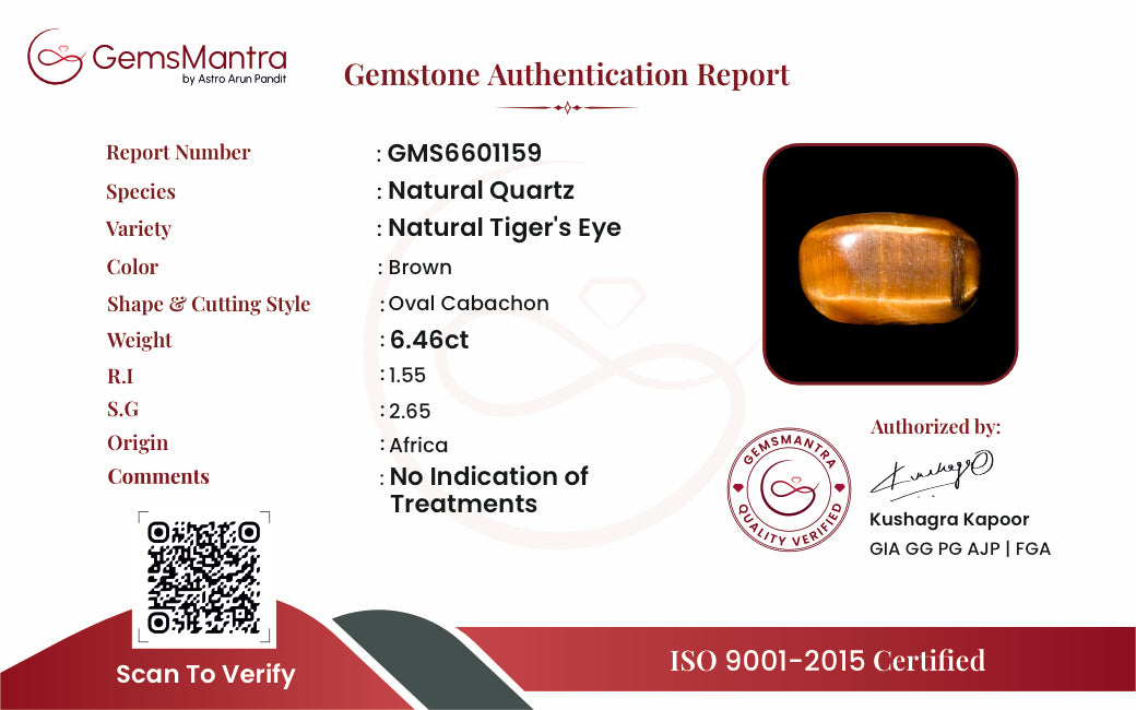 Tiger's Eye – 6.46 Carat / 7.1 Ratti [GM09839]
