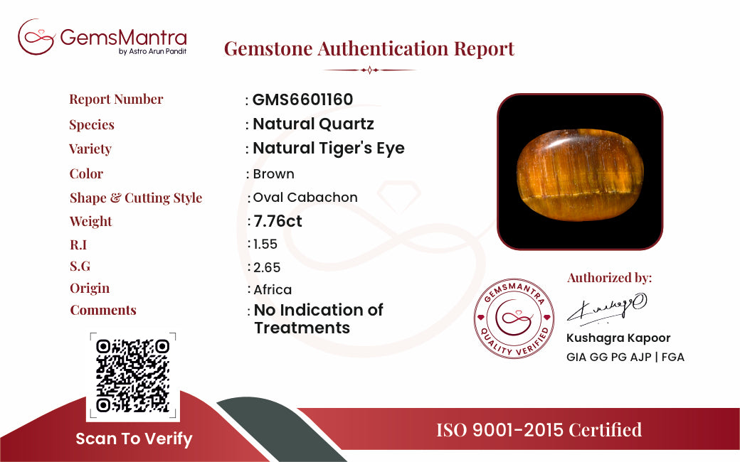 Tiger's Eye – 7.76 Carat / 8.5 Ratti [GM09840]