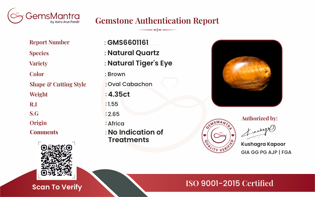 Tiger's Eye – 4.35 Carat / 4.8 Ratti [GM09841]