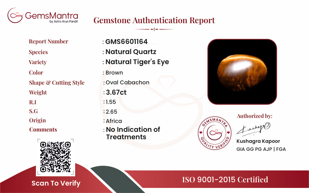 Tiger's Eye – 3.67 Carat / 4 Ratti [GM09844]