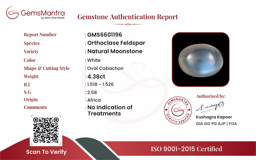 Moonstone (Chandramani) – 4.38 Carat / 4.8 Ratti [GM09869]