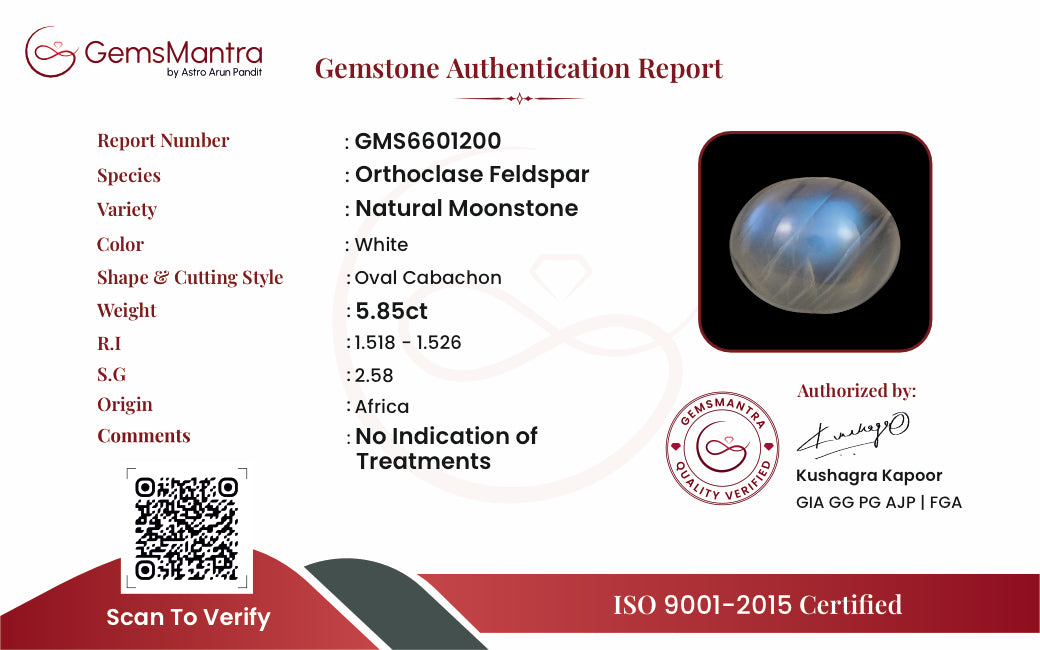 Moonstone (Chandramani) – 5.85 Carat / 6.4 Ratti [GM09873]