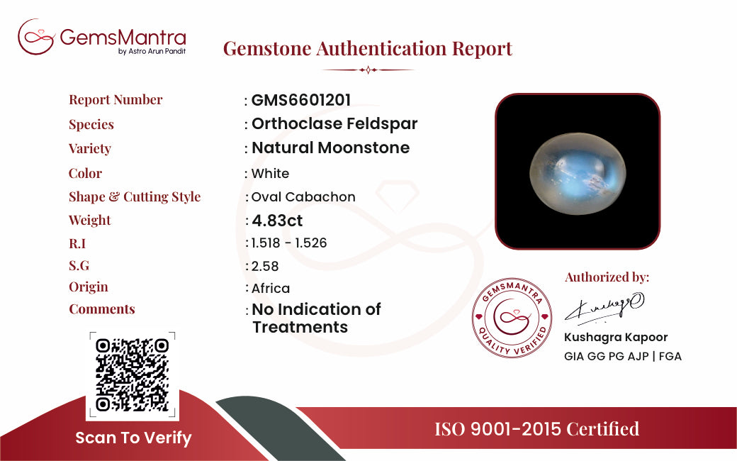 Moonstone (Chandramani) – 4.83 Carat / 5.3 Ratti [GM09874]
