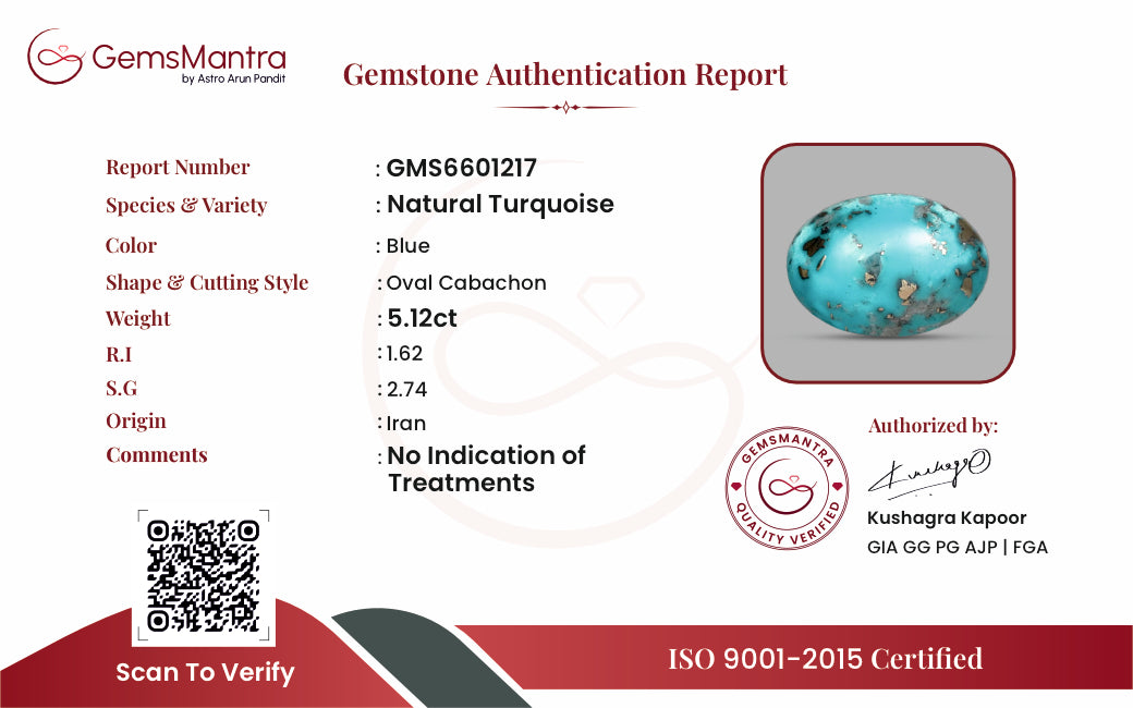 Turquoise (Firoza) – 5.12 Carat / 5.6 Ratti [GM09881]