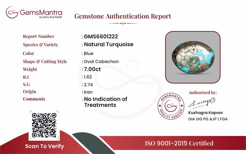Turquoise (Firoza) – 7 Carat / 7.7 Ratti [GM09886]