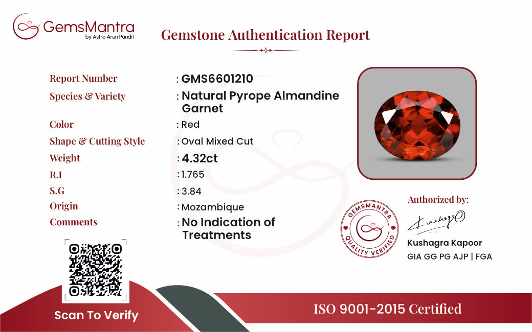 Red Garnet – 4.32 Carat / 4.8 Ratti [GM09894]