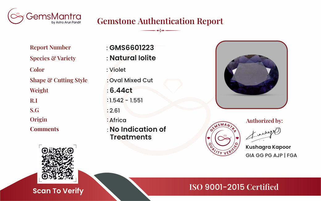 Iolite – 6.44 Carat / 7.1 Ratti [GM09896]