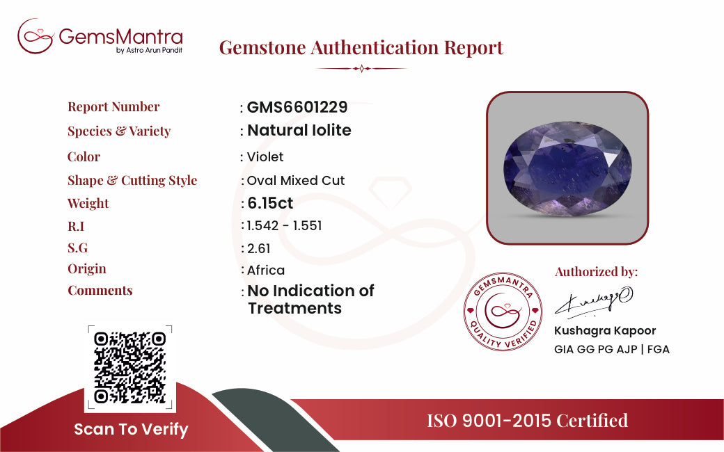 Iolite – 6.15 Carat / 6.8 Ratti [GM09902]