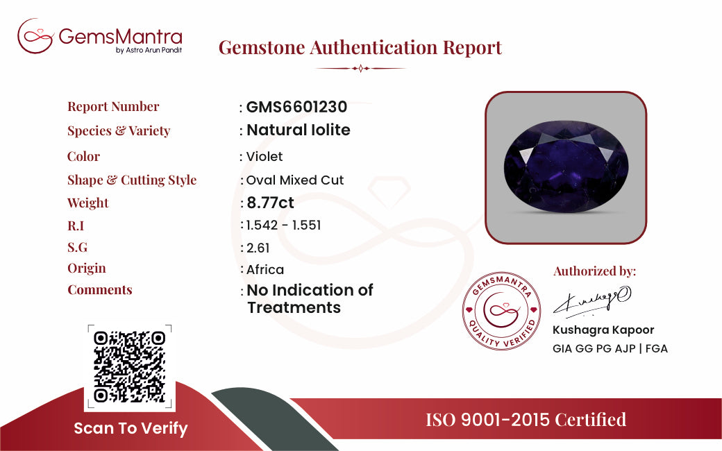 Iolite – 8.77 Carat / 9.6 Ratti [GM09903]