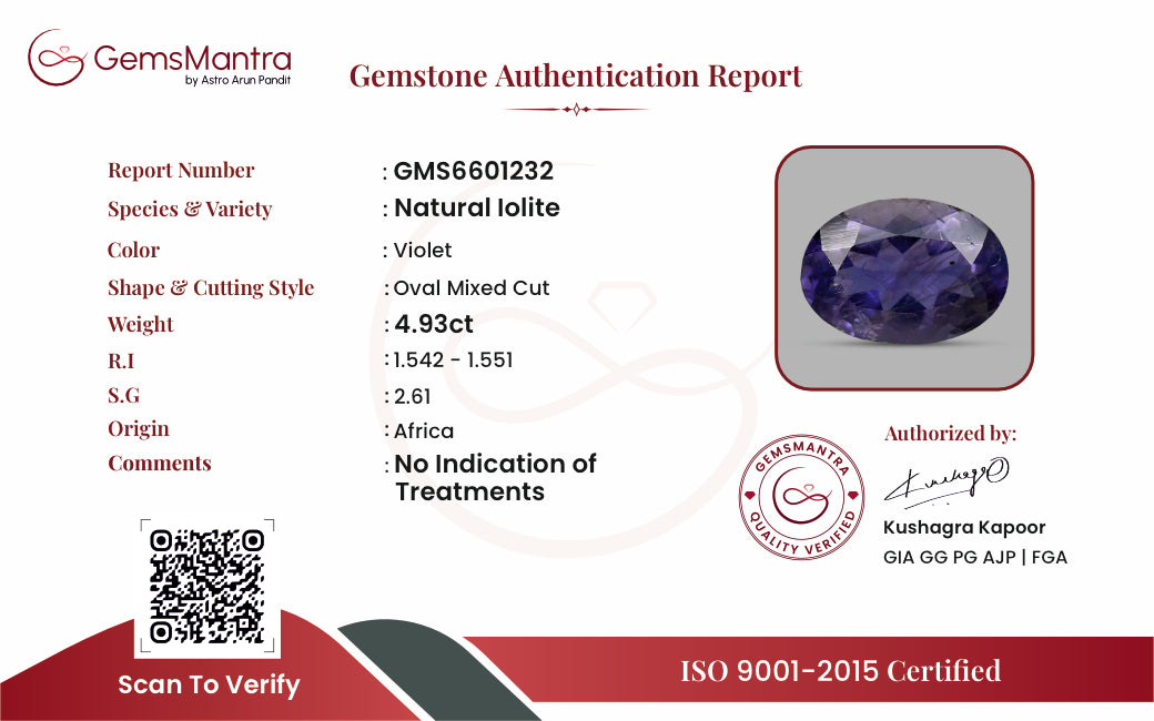 Iolite – 4.93 Carat / 5.4 Ratti [GM09905]