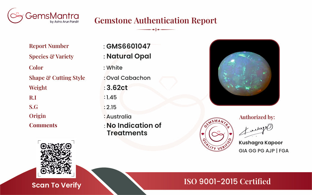 Opal - 3.62 Carats (Cert GMS6601047)