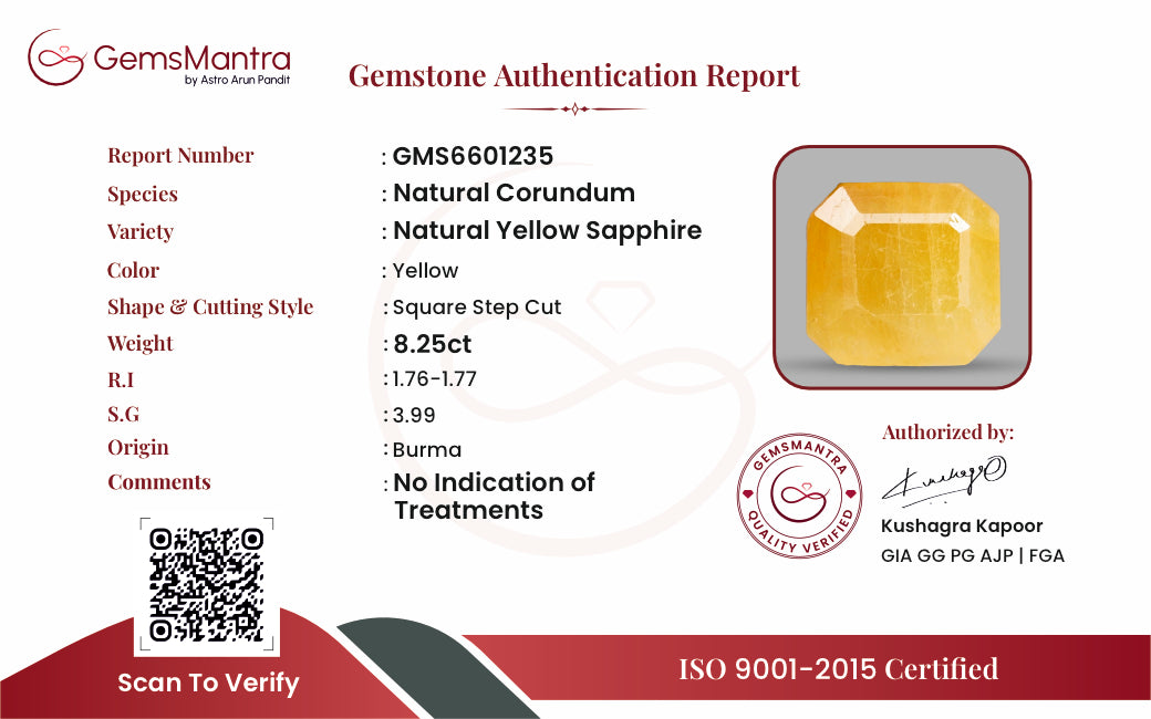 Yellow Sapphire (Pukhraj) – 8.25 Carat / 9.1 Ratti [GM09997]