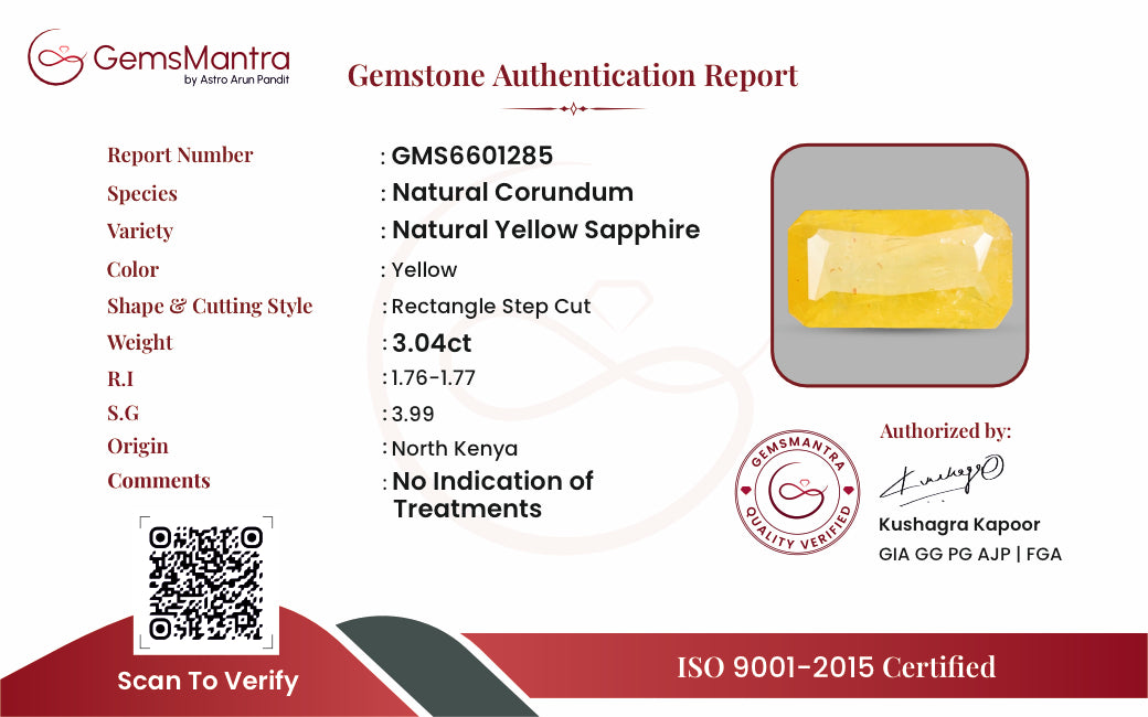 Yellow Sapphire (Pukhraj) – 3.04 Carat / 3.3 Ratti [GM10019]