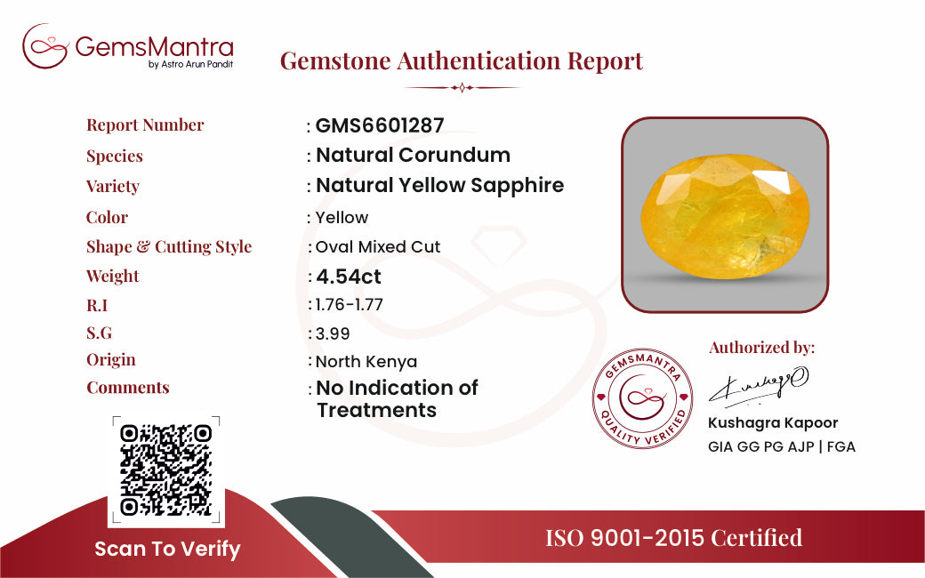 Yellow Sapphire (Pukhraj) – 4.54 Carat / 5 Ratti [GM10021]