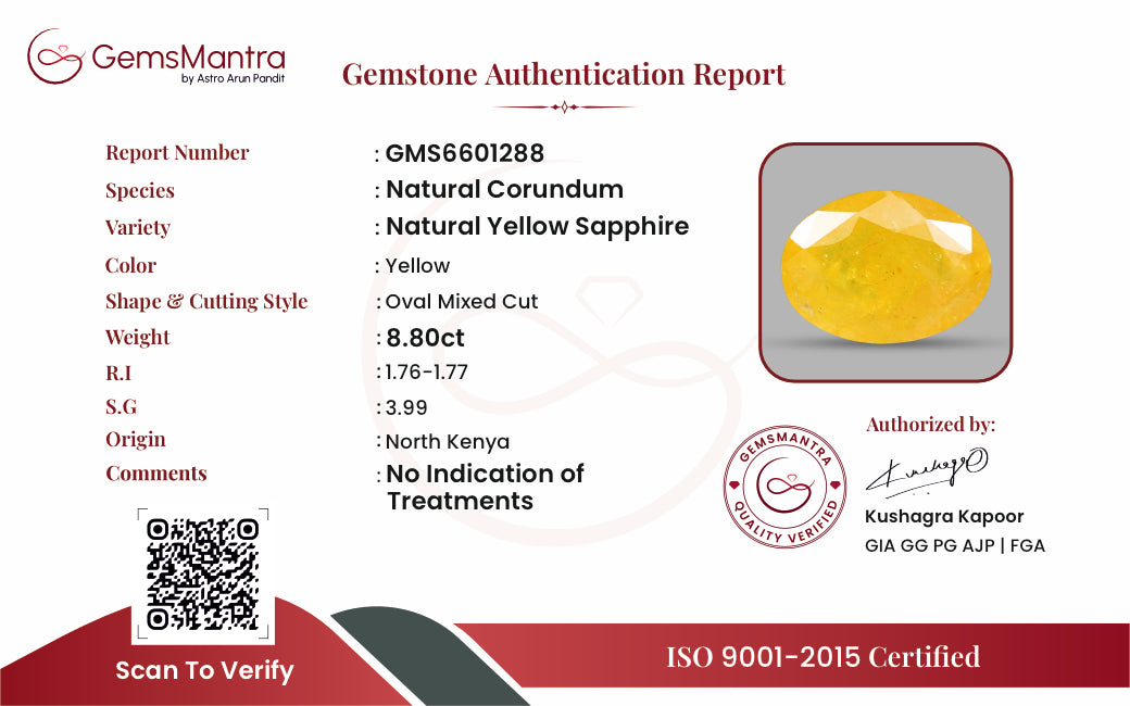 Yellow Sapphire (Pukhraj) – 8.8 Carat / 9.7 Ratti [GM10022]