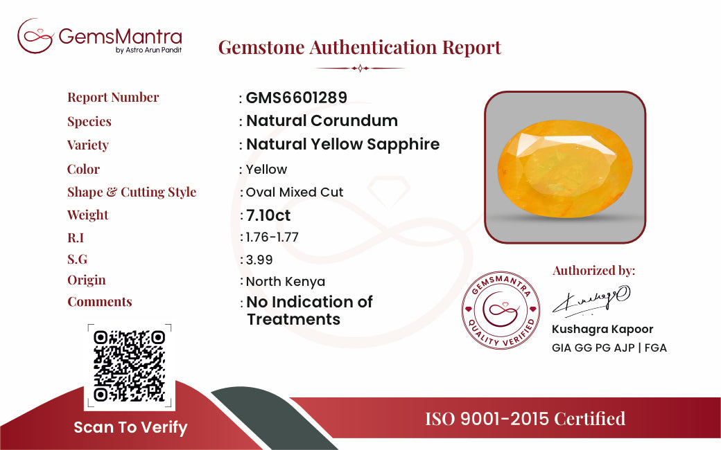 Yellow Sapphire (Pukhraj) – 7.1 Carat / 7.8 Ratti [GM10023]