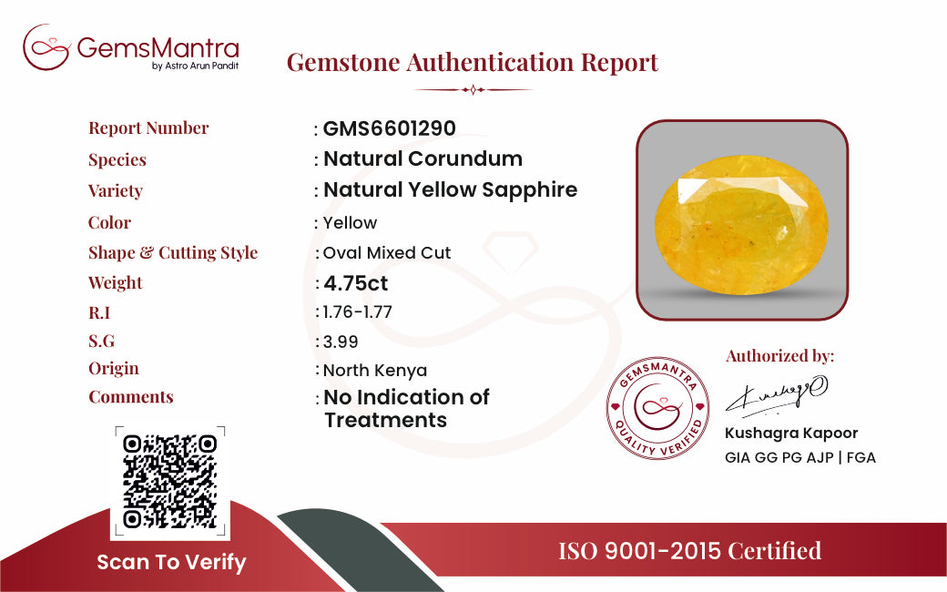 Yellow Sapphire (Pukhraj) – 4.75 Carat / 5.2 Ratti [GM10024]