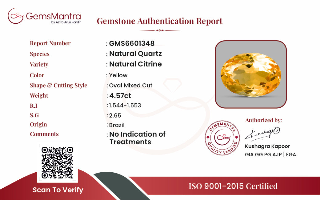 Citrine (Sunela) – 4.57 Carat / 5 Ratti [GM10082]
