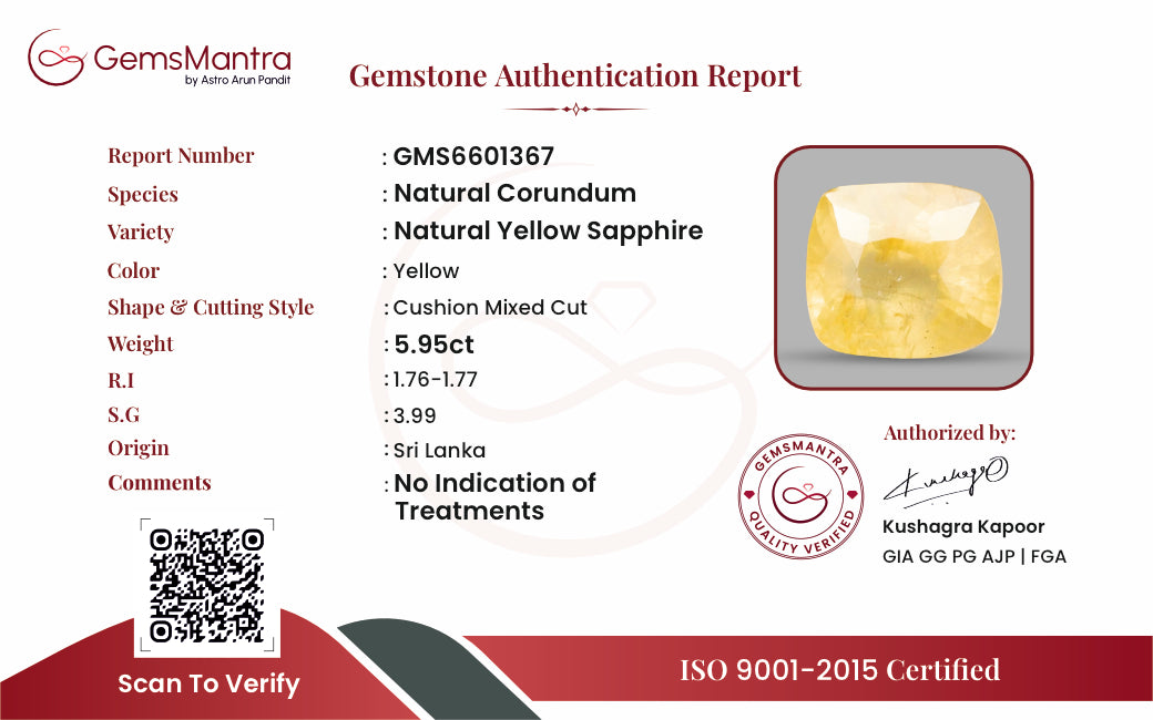 Yellow Sapphire (Pukhraj) – 5.95 Carat / 6.5 Ratti [GM10092]