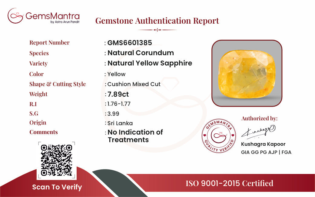 Yellow Sapphire (Pukhraj) – 7.89 Carat / 8.7 Ratti [GM10105]