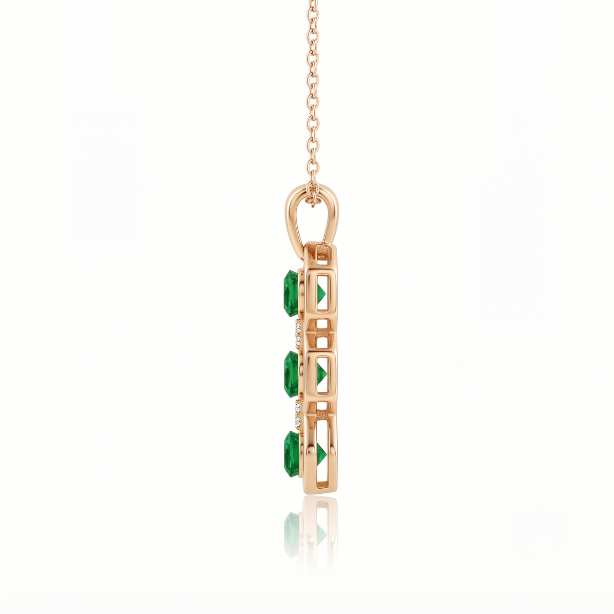 Bezel-Set Emerald Trio Drop Pendant