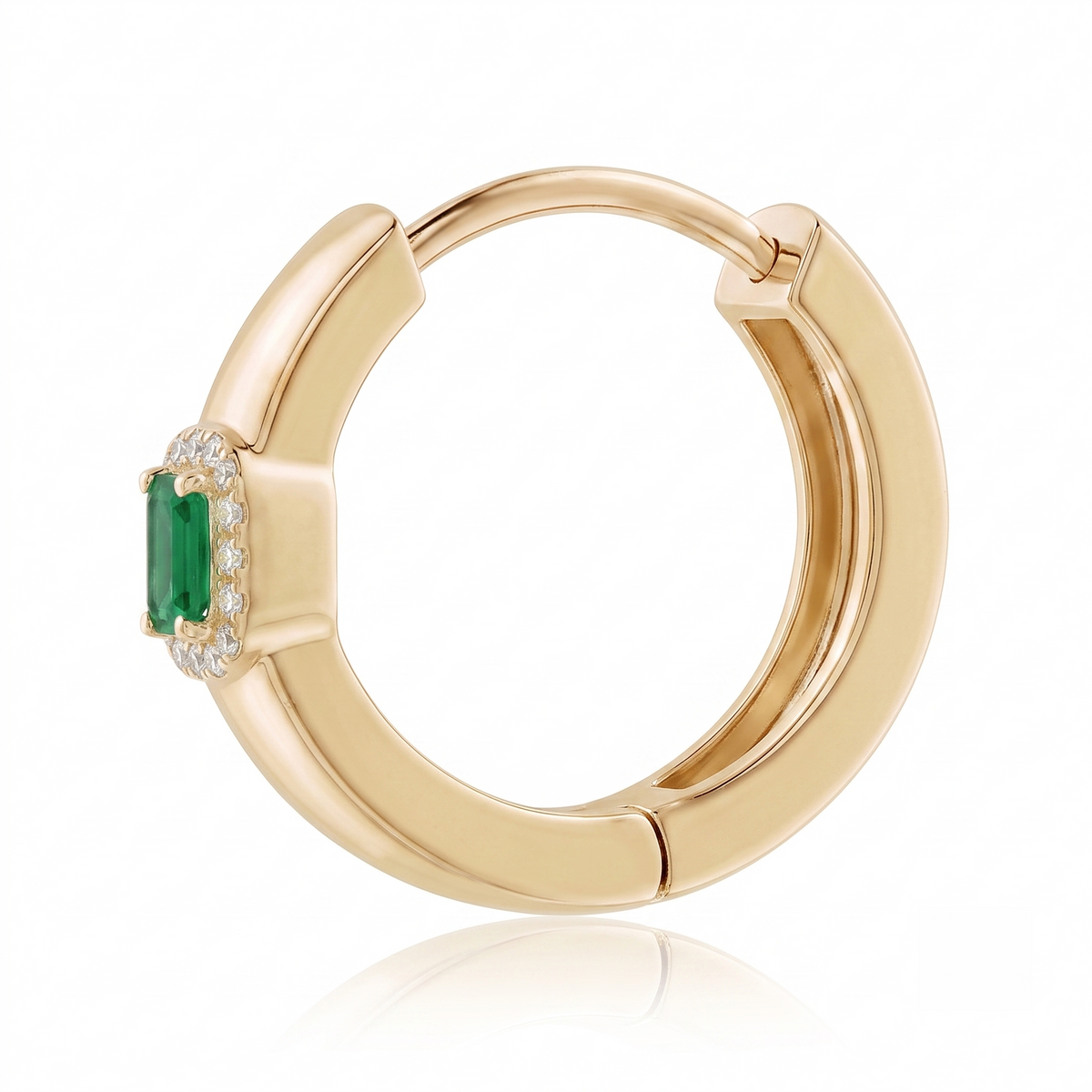 Emerald Accent Huggie Hoops