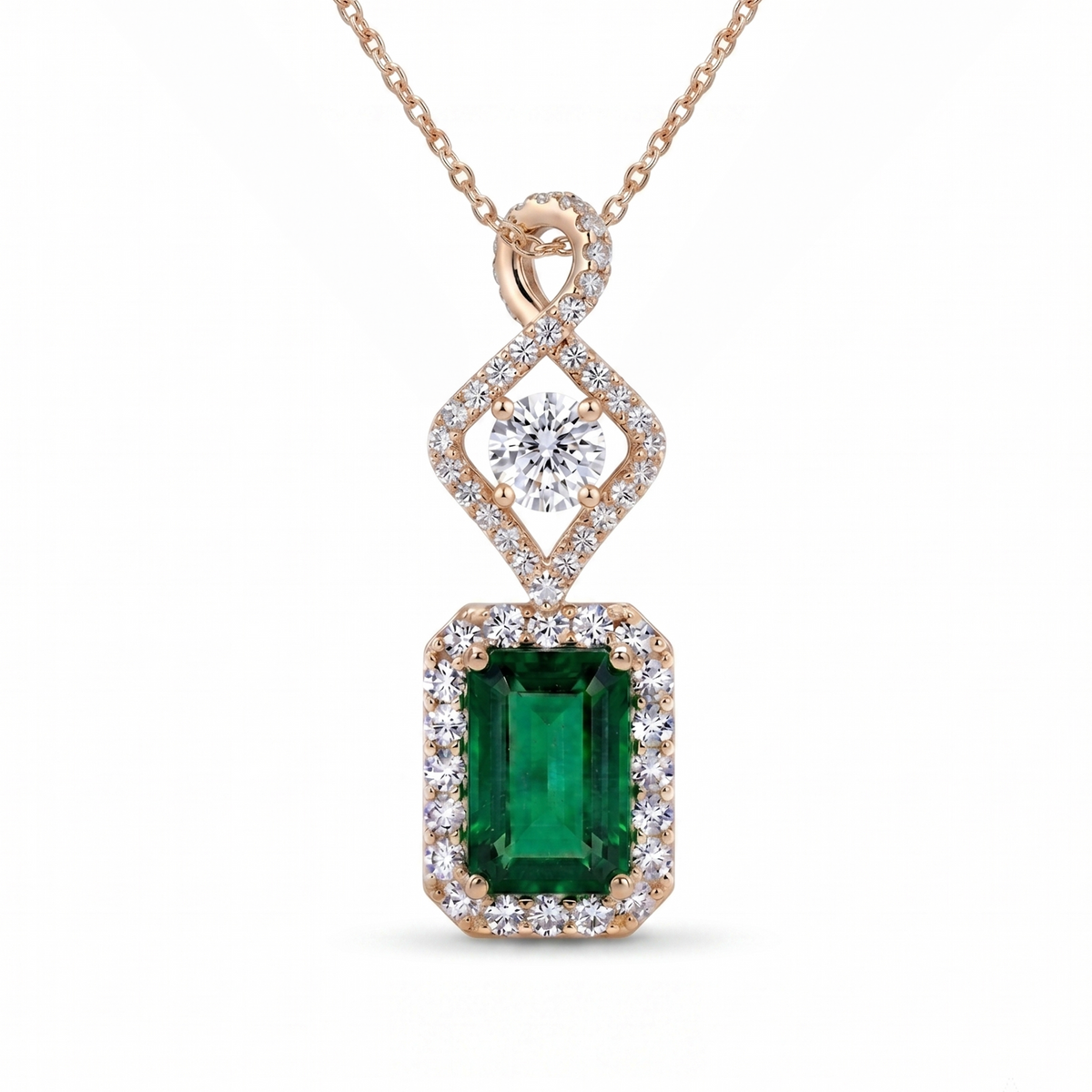 Emerald Cut Diamond Kite Drop Pendant
