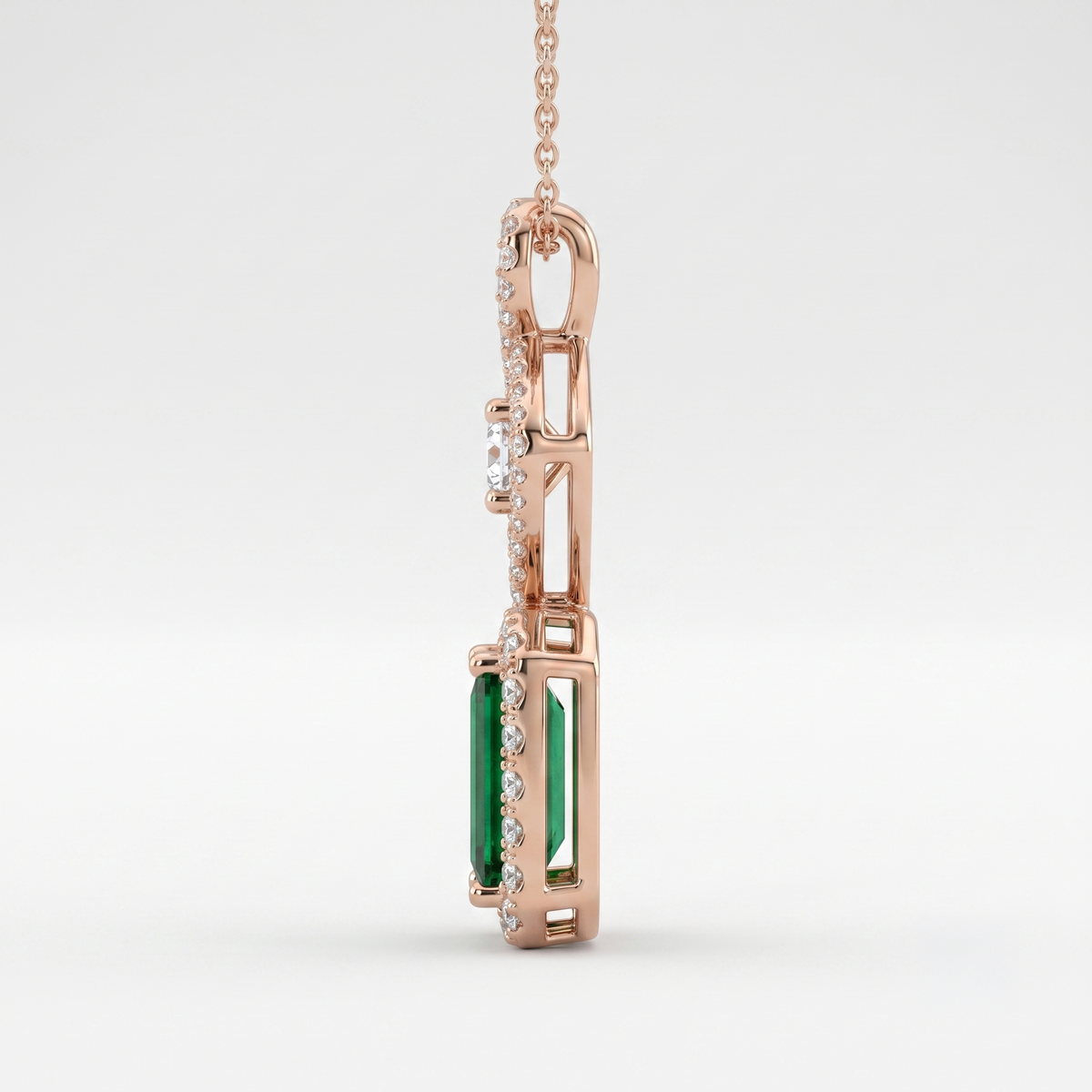 Emerald Cut Diamond Kite Drop Pendant