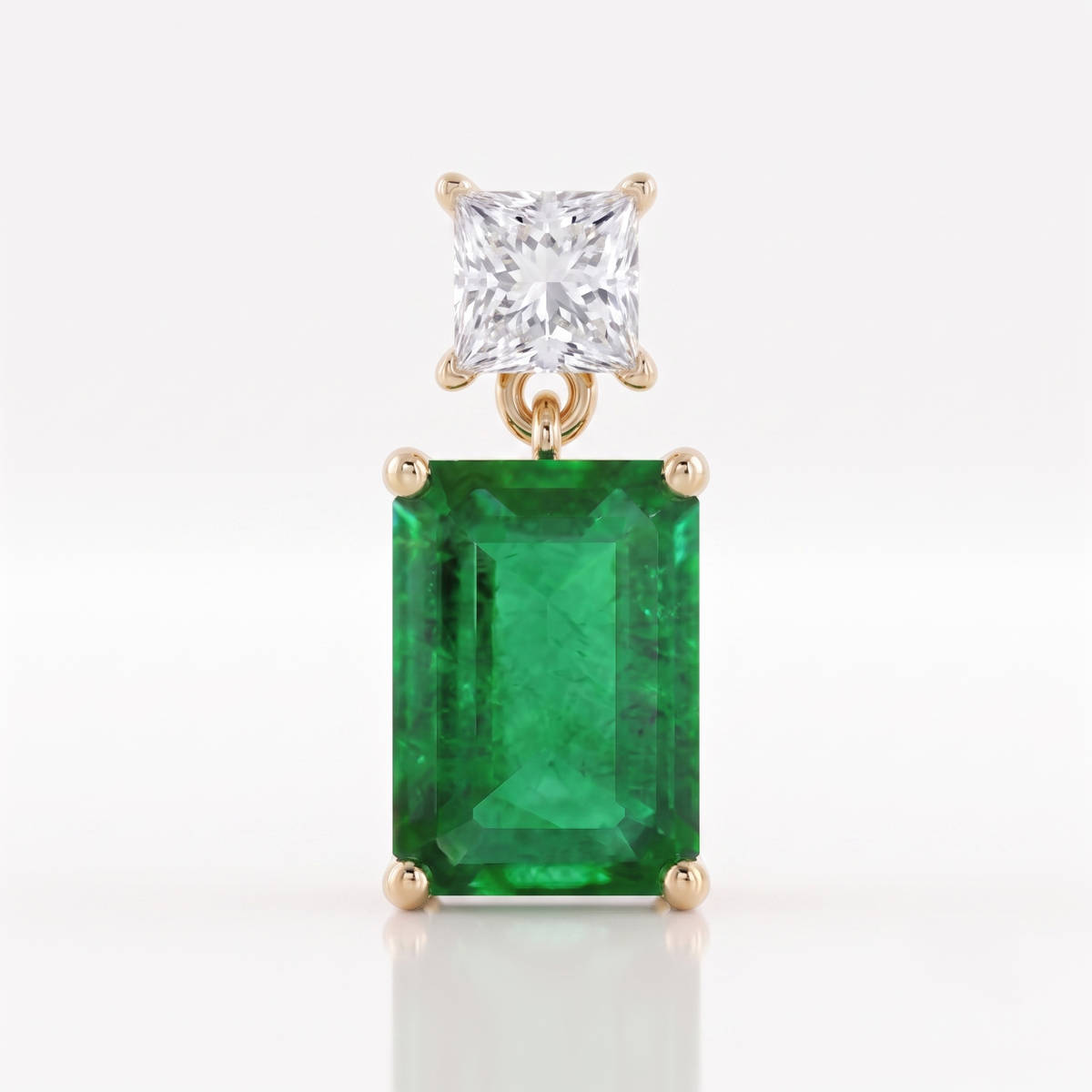 Emerald Cut Duet Drop Earrings