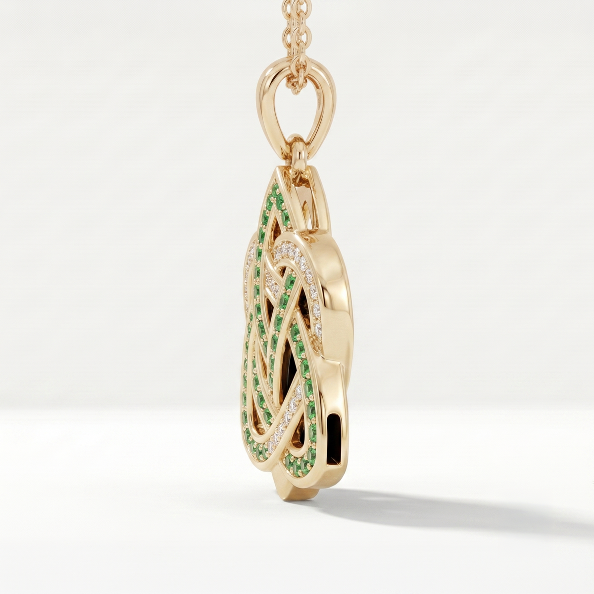 Emerald Celtic Trinity Heart Pendant