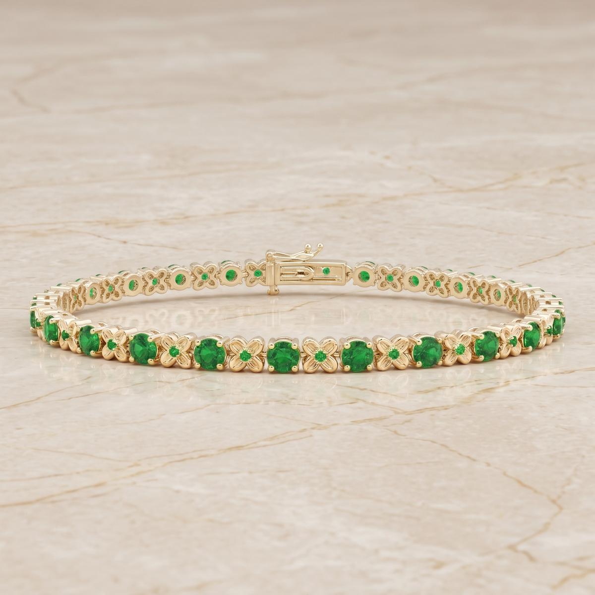 Emerald and Diamond Alternating Tennis Bracelet