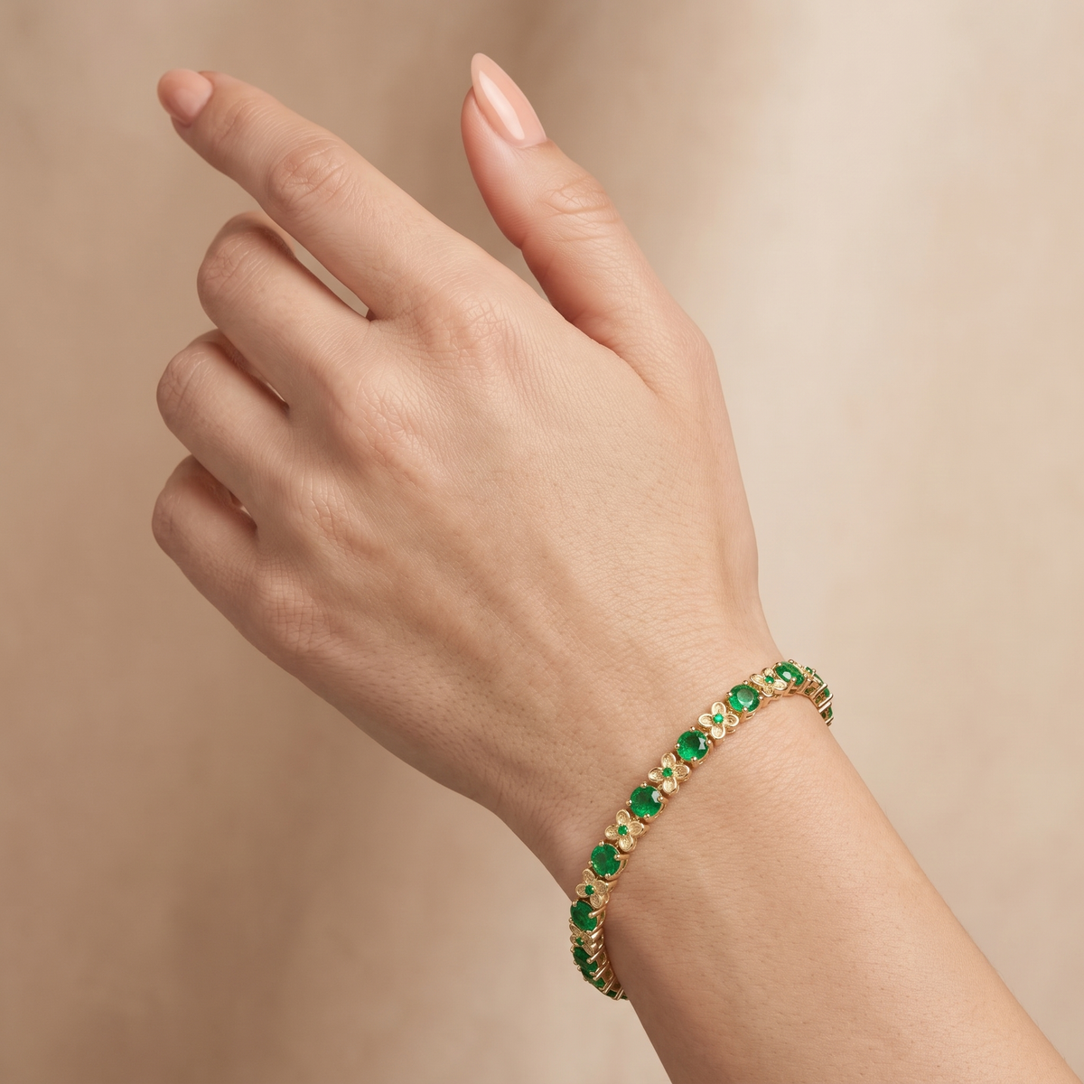 Emerald and Diamond Alternating Tennis Bracelet
