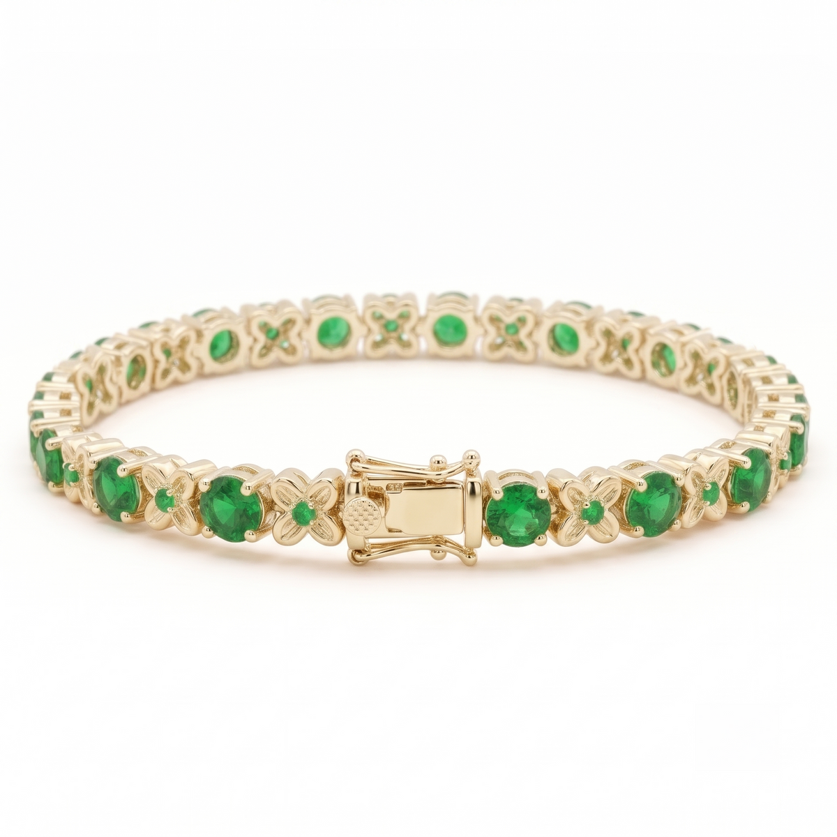Emerald and Diamond Alternating Tennis Bracelet