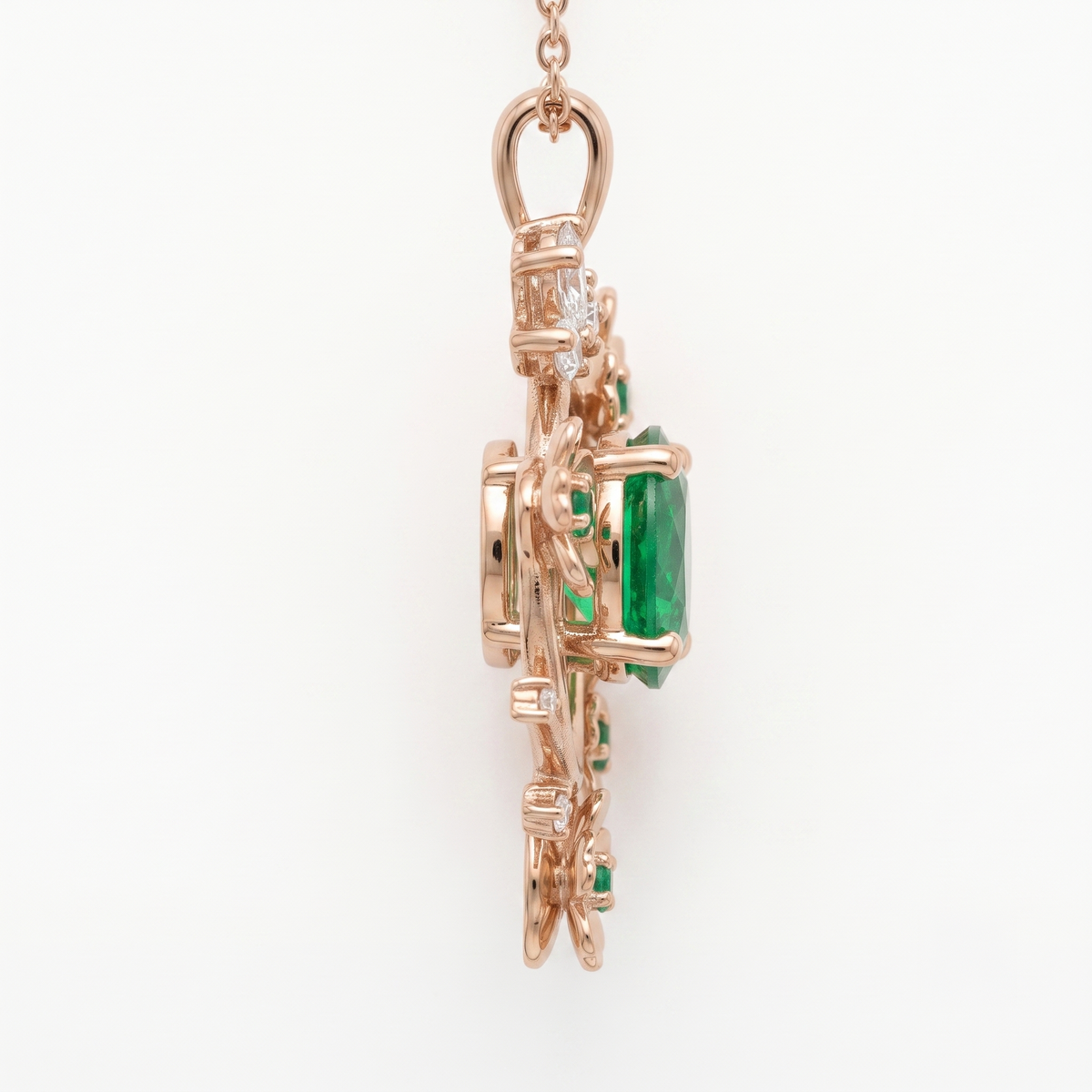 Emerald Floral Cluster Pendant