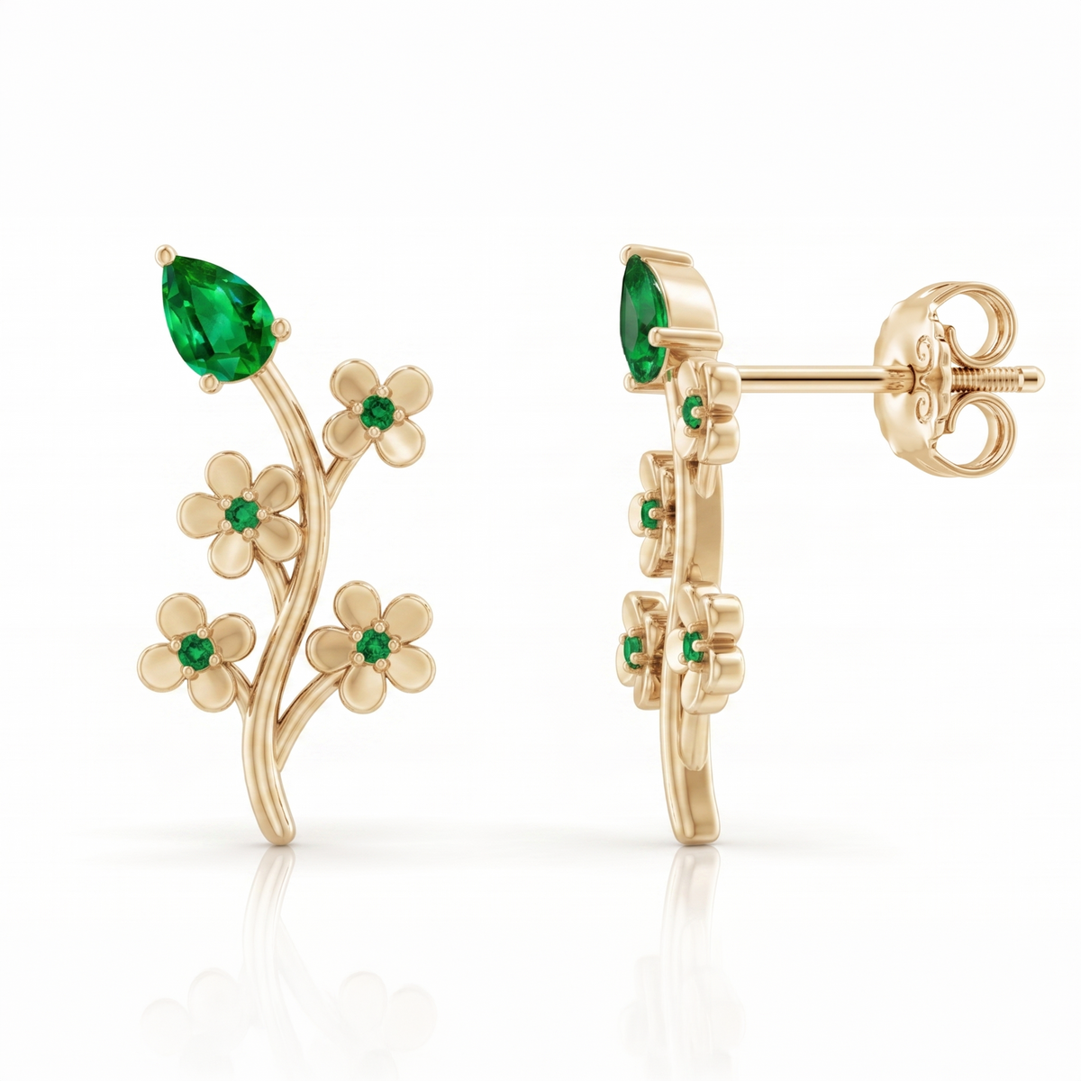 Emerald Floral Vine Ear Climbers